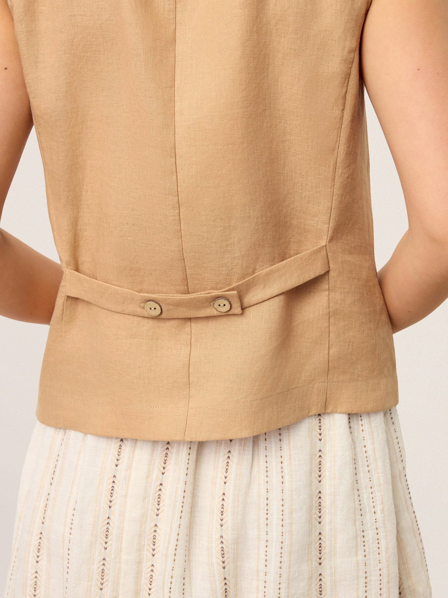 100% Linen Cinch-Back Sleeveless Tailored Vest BRONWYN