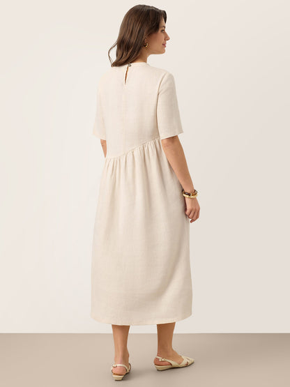 100% Linen Arch-Seam Fluid Maxi Dress EUDORA